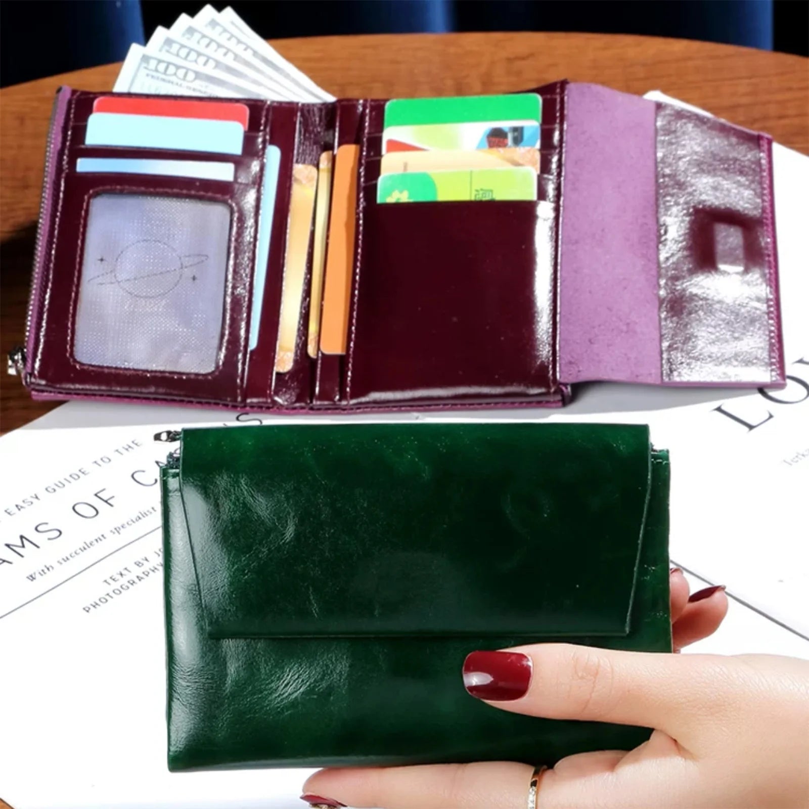 Porte monnaie en cuir pour femme élégant "L'Orchidée" - Restaur Cuirs