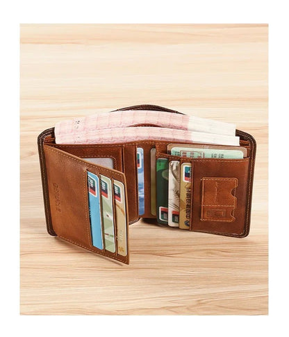 Porte - monnaie en cuir pour homme "Le Veilleur" - Restaur Cuirs