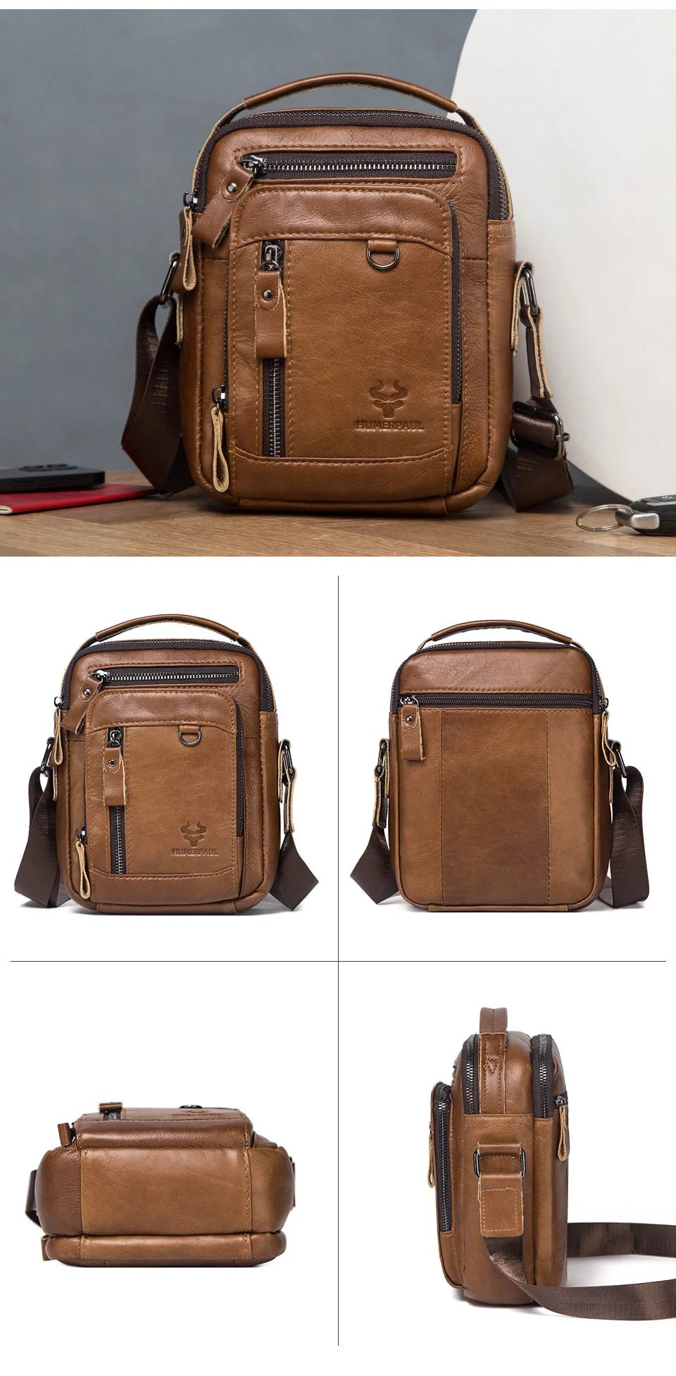 Sac en bandoulière homme en cuir "Le Passe-Partout"