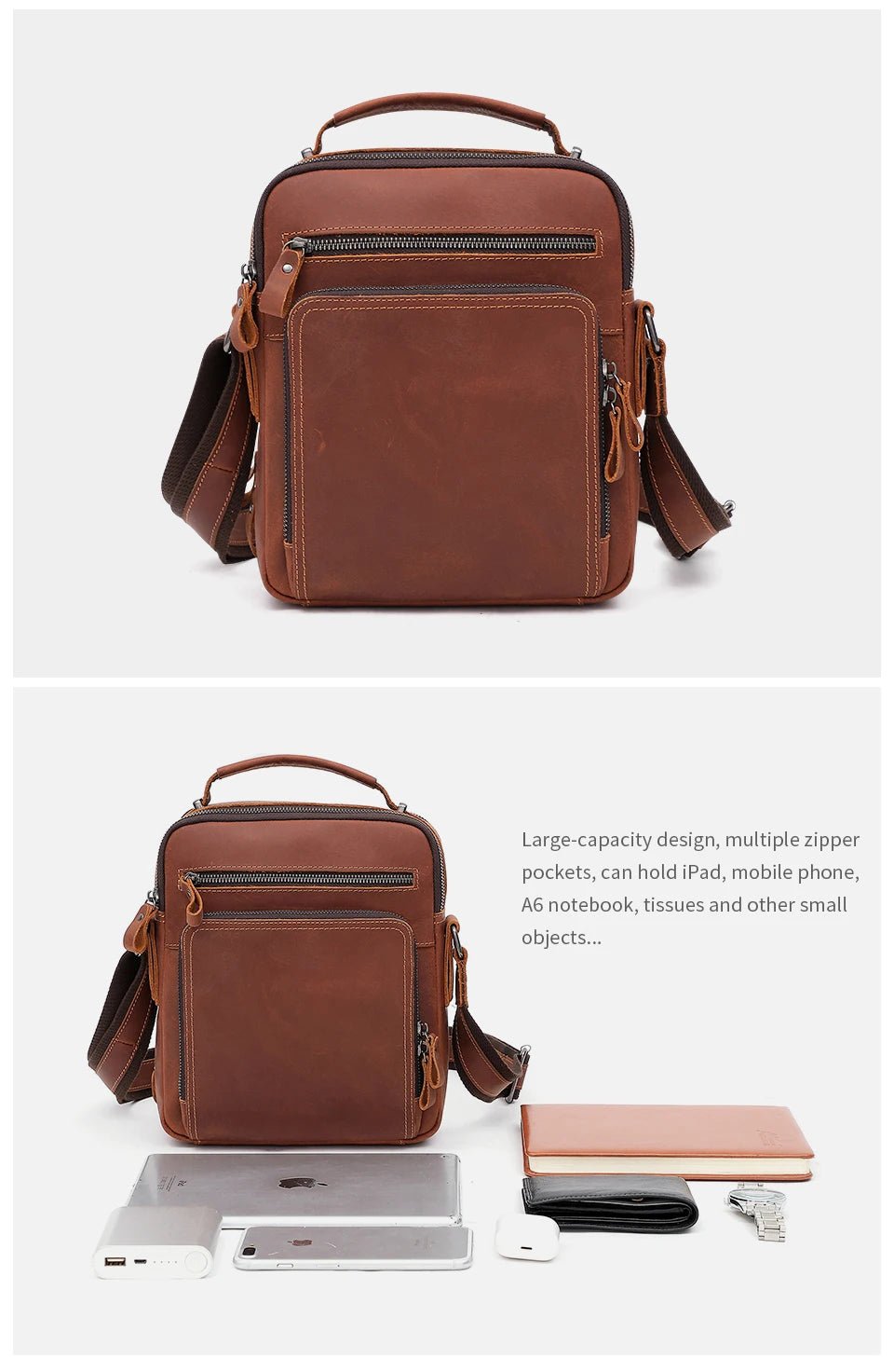 Sac Homme Cuir Bandoulière "Le Vintage" - Restaur Cuirs