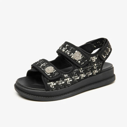 Sandales Femme à plateforme à motif plaid "La Flamboyante" - Restaur Cuirs