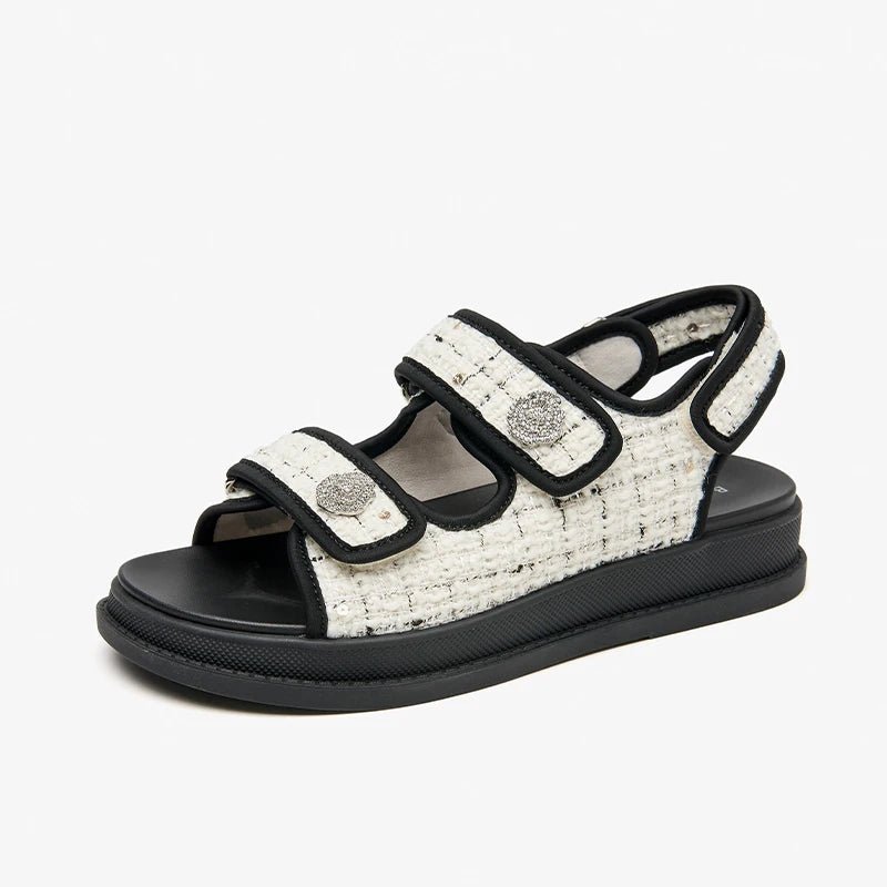 Sandales Femme à plateforme à motif plaid "La Flamboyante" - Restaur Cuirs