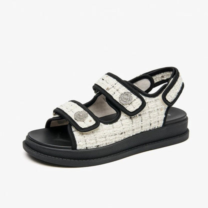 Sandales Femme à plateforme à motif plaid "La Flamboyante" - Restaur Cuirs