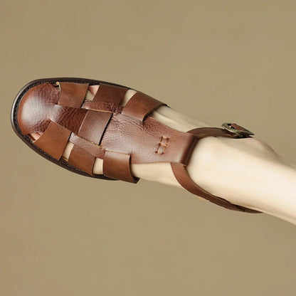 Sandales Femme en cuir tressé "La Baladine" - Restaur Cuirs