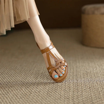Sandales Femme en cuir tressé "La Douceur Estivale" - Restaur Cuirs