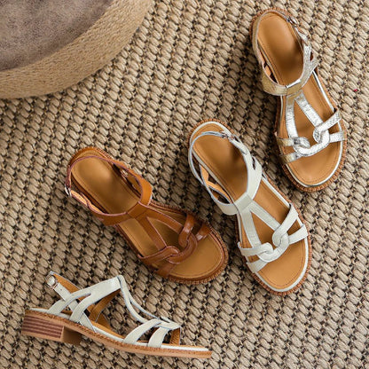 Sandales Femme en cuir tressé "La Douceur Estivale" - Restaur Cuirs
