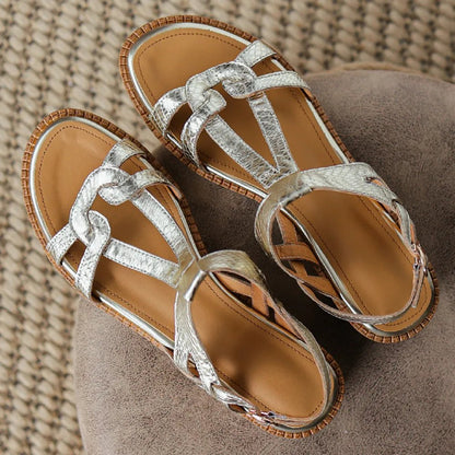 Sandales Femme en cuir tressé "La Douceur Estivale" - Restaur Cuirs
