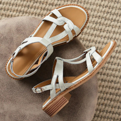 Sandales Femme en cuir tressé "La Douceur Estivale" - Restaur Cuirs
