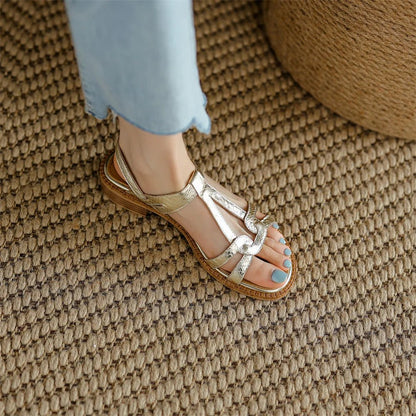 Sandales Femme en cuir tressé "La Douceur Estivale" - Restaur Cuirs