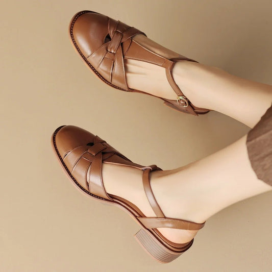 Sandales Femme en cuir tressé "La Sirène" - Restaur Cuirs