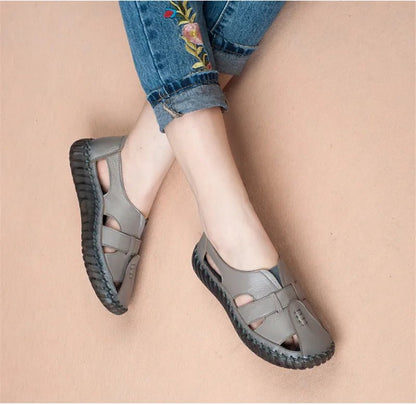 Sandales Plates Cuir pour Femme "Livia" - Restaur Cuirs