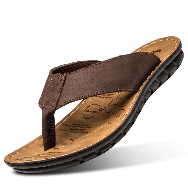 Tong cuir pour homme "Le Naturel" - Restaur Cuirs
