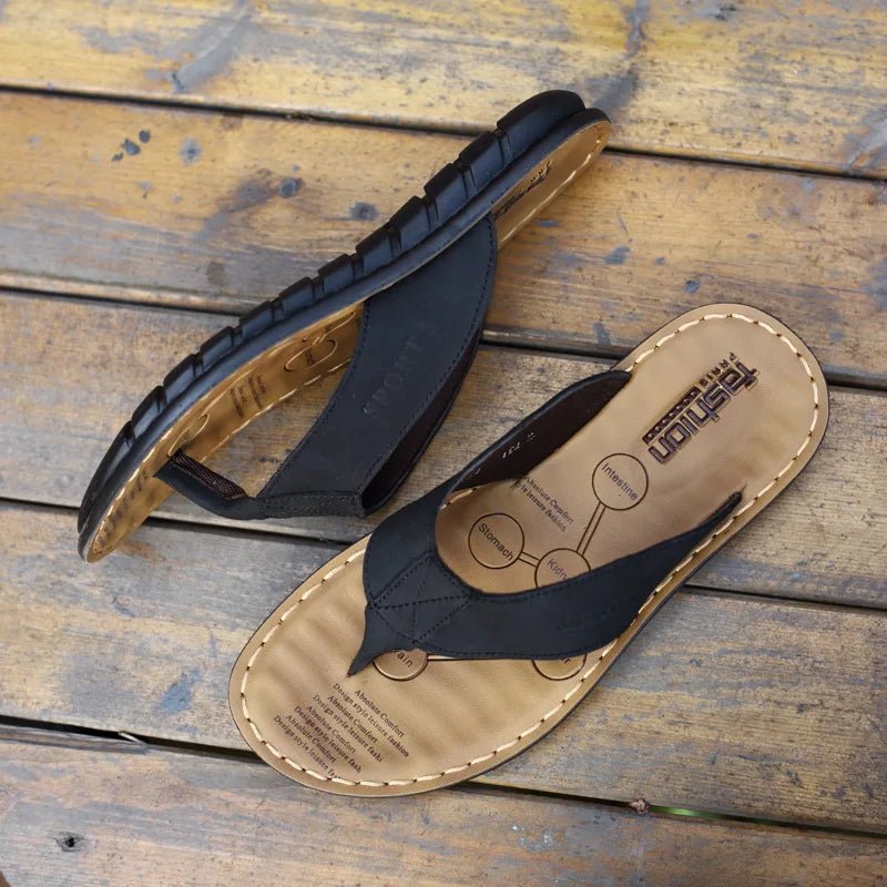 Tong cuir pour homme "Le Naturel" - Restaur Cuirs