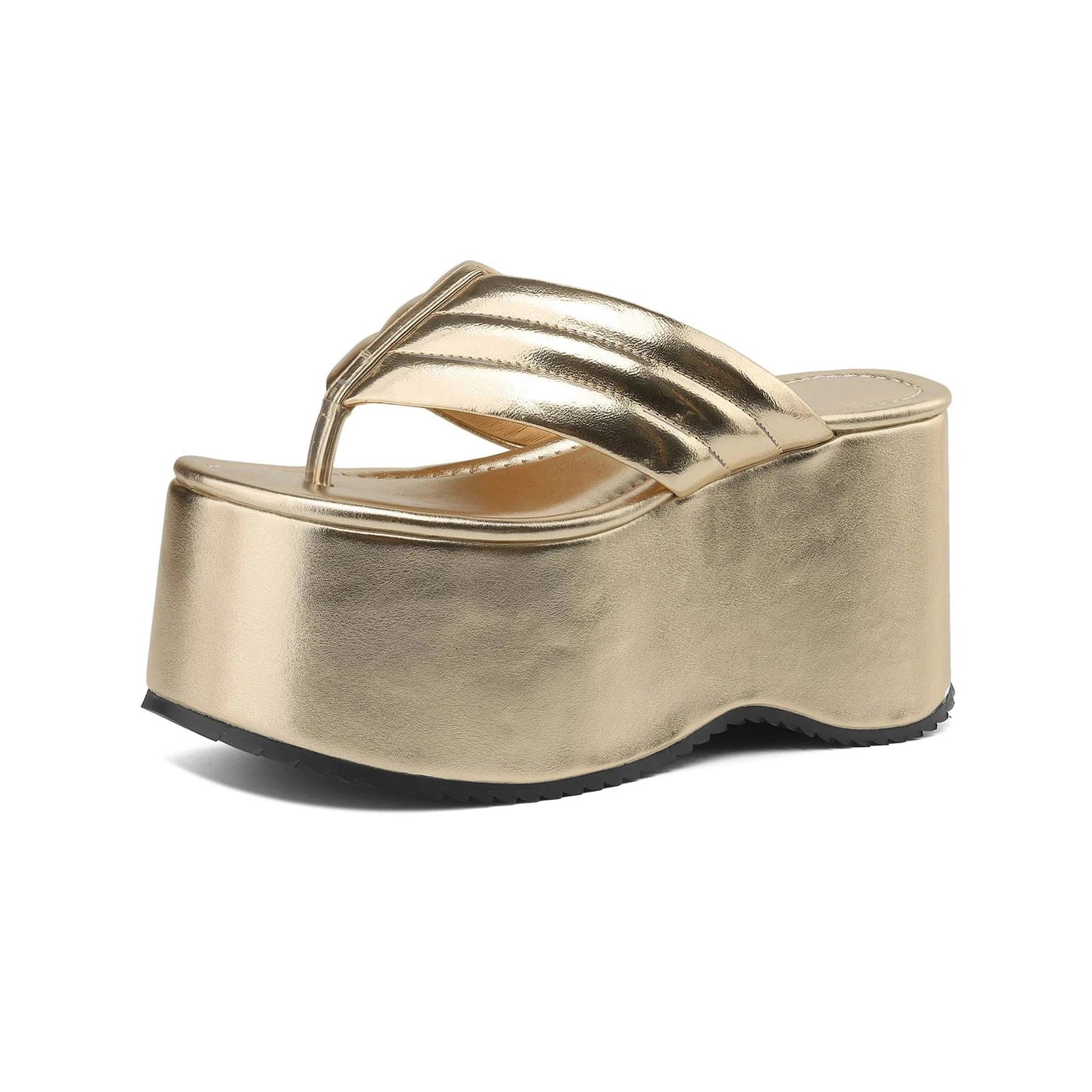 Tongs Cuir Femme à Semelle Compensée "La Exaltation"