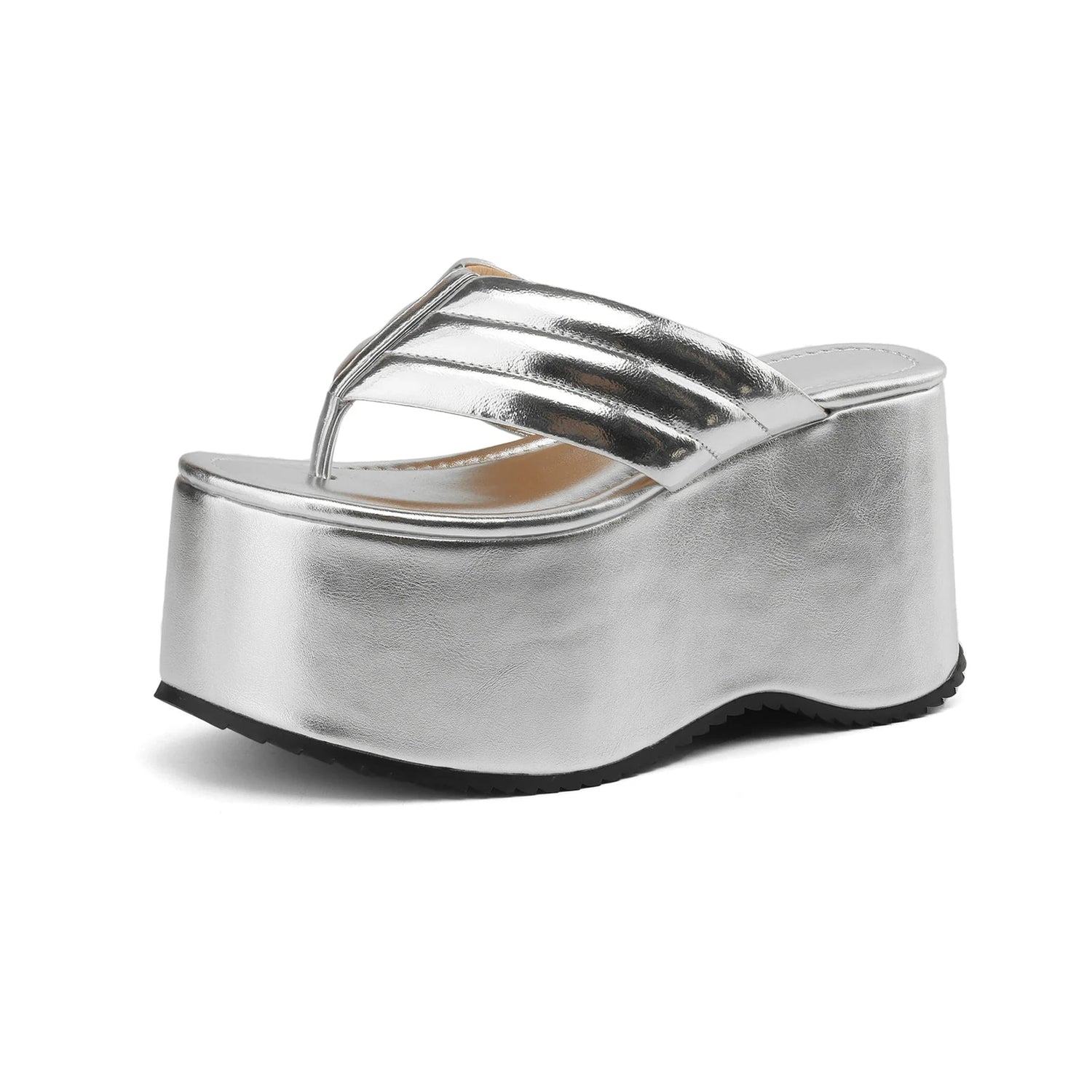 Tongs Cuir Femme à Semelle Compensée "La Exaltation"