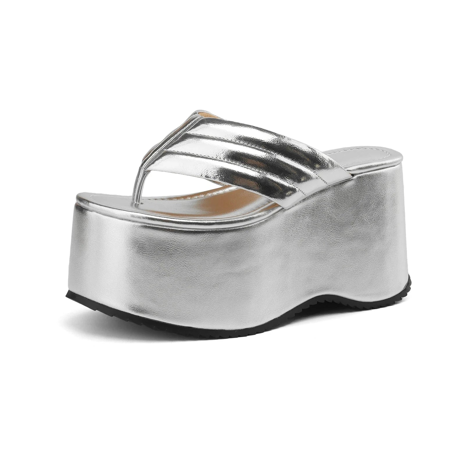 Tongs Cuir Femme à Semelle Compensée "La Exaltation"