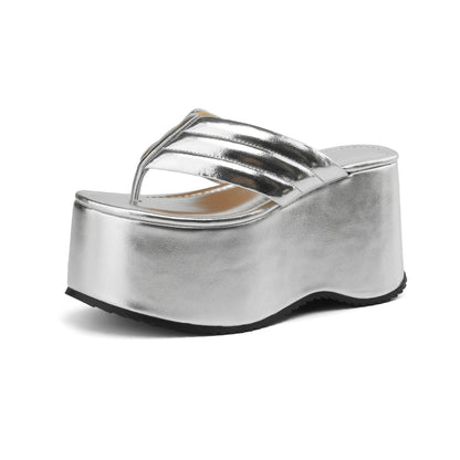 Tongs Cuir Femme à Semelle Compensée "La Exaltation"