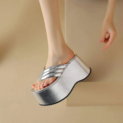Tongs Cuir Femme à Semelle Compensée "La Exaltation"